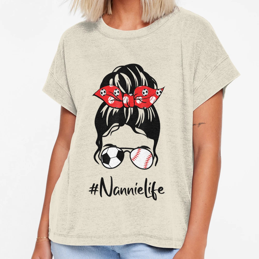 Classy Nannie Life Soccer Messy Bun T-Shirt - Unique Graphic Men Women - T-Shirt, Sweatshirt, Hoodie