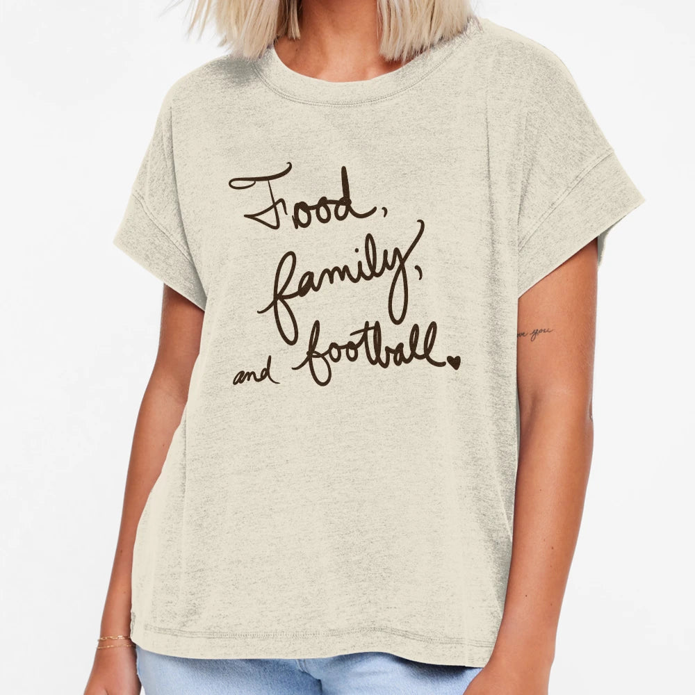 Food Family And Football T-Shirt - Graphic Print Unisex - T-Shirt, Sweatshirt, Hoodie
