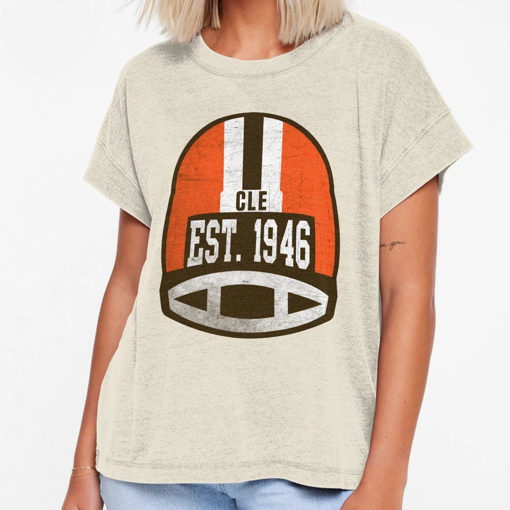 Cleveland Throwback Football Helmet T-Shirt - Unique Graphic Men Women - T-Shirt, Sweatshirt, Hoodie