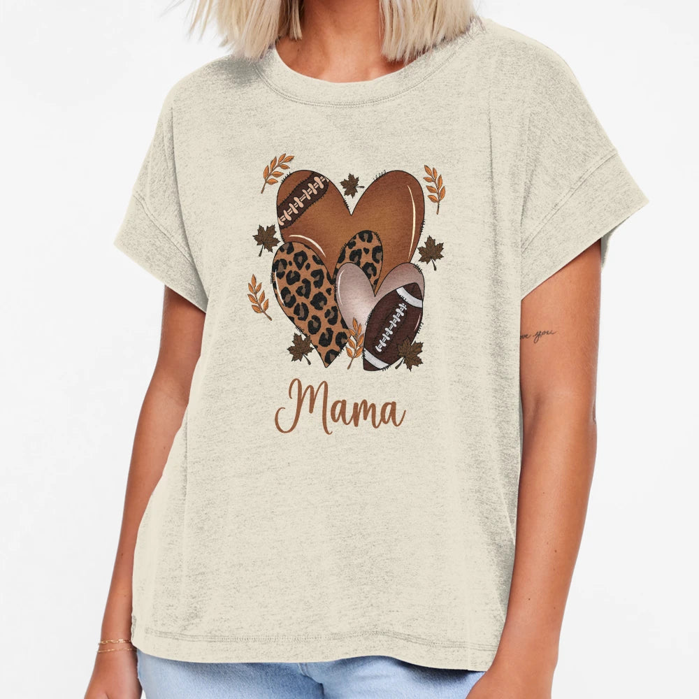 Football Mama Heart Leopard T-Shirt - Novelty Apparel Unisex - T-Shirt, Sweatshirt, Hoodie