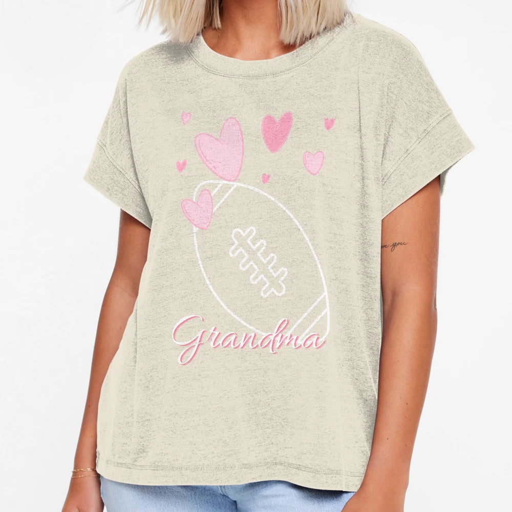 Heart And Football Grandma T-Shirt - Graphic Print Unisex - T-Shirt, Sweatshirt, Hoodie
