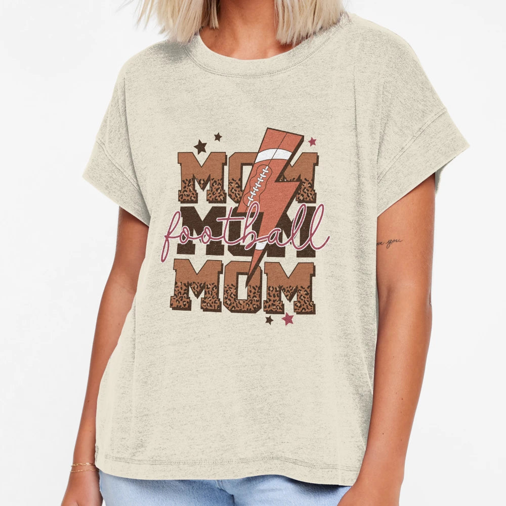 Leopard Football Mom Lightning Bolt T-Shirt - Minimalist Print Unisex - T-Shirt, Sweatshirt, Hoodie