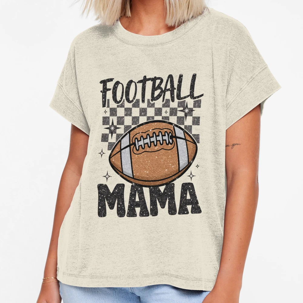 Football Mama Glitter T-Shirt - Trendy Graphic for Adults - T-Shirt, Sweatshirt, Hoodie