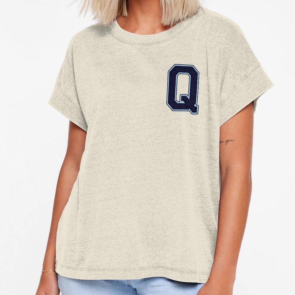 Navy Blue Letter Q Initial Monogram T-Shirt - Casual Everyday Wear Unisex - T-Shirt, Sweatshirt, Hoodie