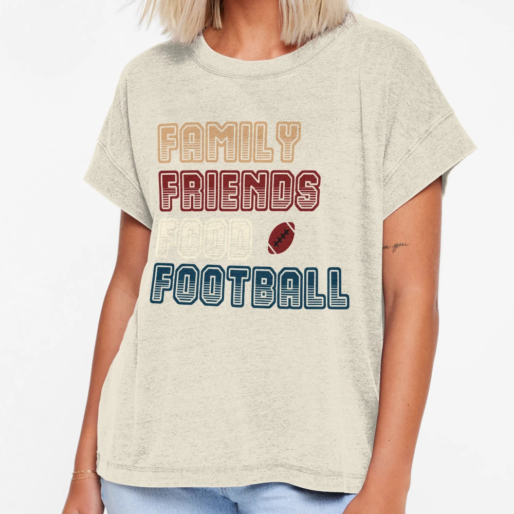 Football Family And Food Funny T-Shirt - Casual Everyday Wear Men Women - T-Shirt, Sweatshirt, Hoodie