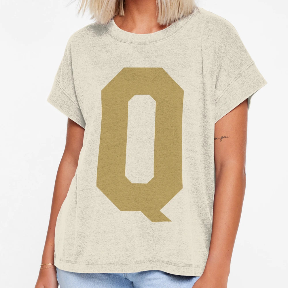 Alphabet Gold Q Sports Letter Q T-Shirt - Unique Graphic Men Women - T-Shirt, Sweatshirt, Hoodie