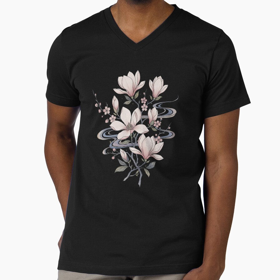 Japanese Magnolia and Sakura Blossom Zen Floral by - Adult & Kids T-Shirts, Sweatshirts & Hoodies apparel design preview 1