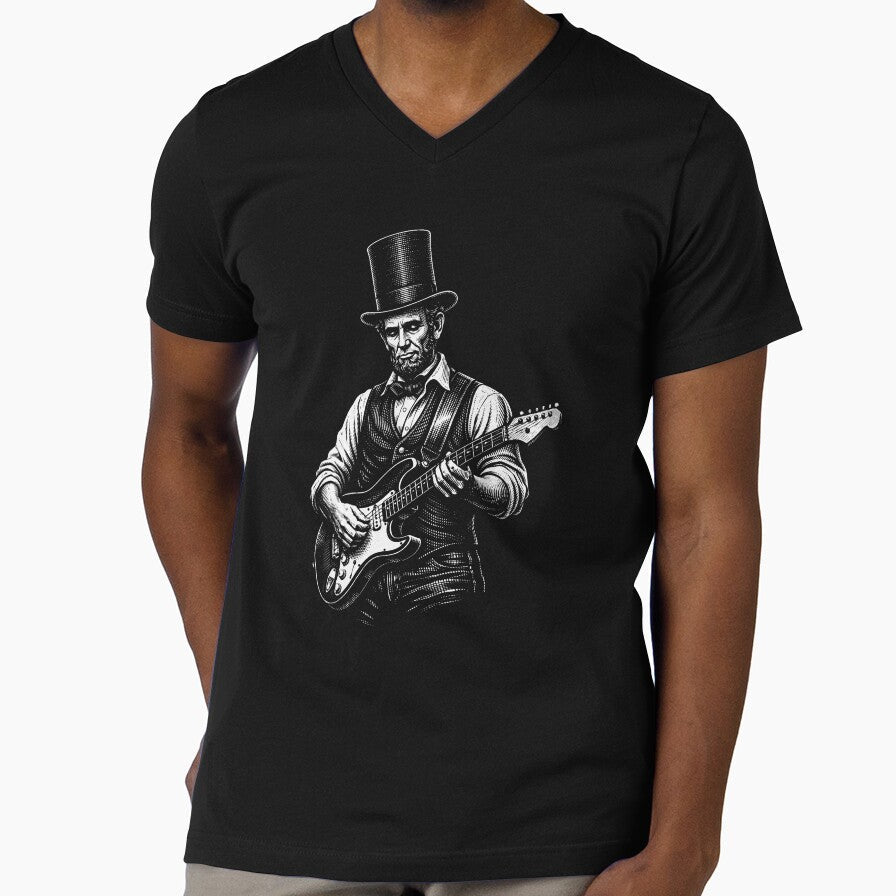 Abraham lincoln playing guitar by Kladhadredo - Adult & Kids T-Shirts, Sweatshirts & Hoodies apparel design preview 1