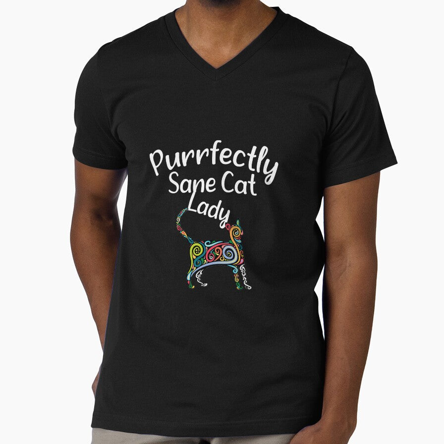 Purrfectly Sane Cat Lady Funny Fitted by carpe9572 - Adult & Kids T-Shirts, Sweatshirts & Hoodies apparel design preview 1