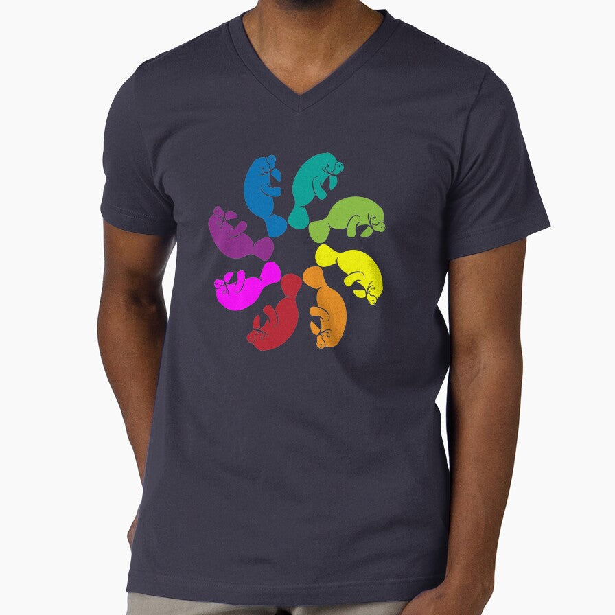 Color: Manatee Rainbow Pinwheel by Peppermint Narwhal - Adult & Kids T-Shirts, Sweatshirts & Hoodies apparel design preview 1