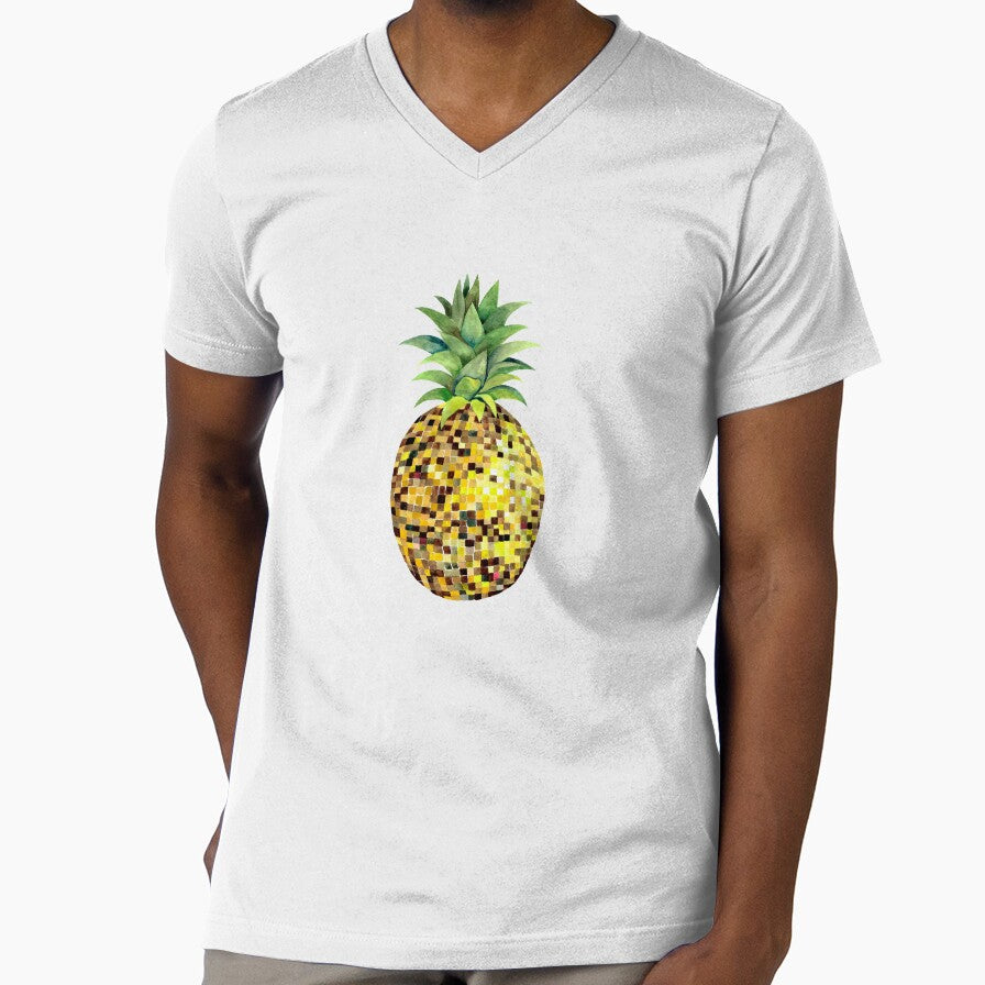 Disco Ball Pineapple Pink Background by papierquarell - Adult & Kids T-Shirts, Sweatshirts & Hoodies apparel design preview 1
