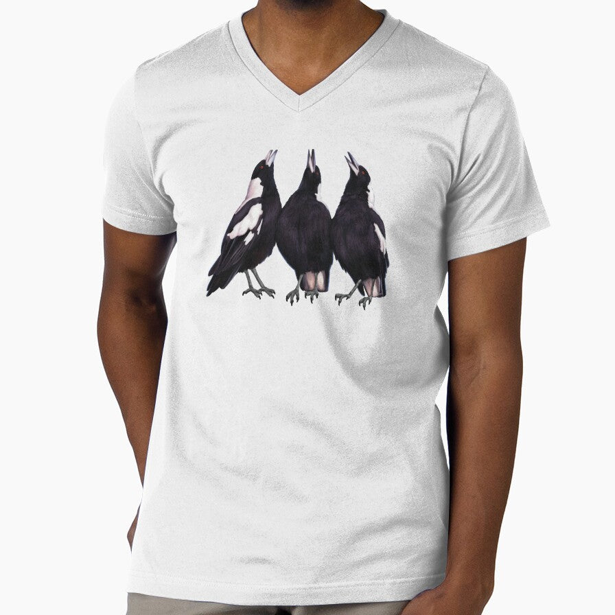 Trio of warbling magpies. Australian theme decor, - Adult & Kids T-Shirts, Sweatshirts & Hoodies apparel design preview 1