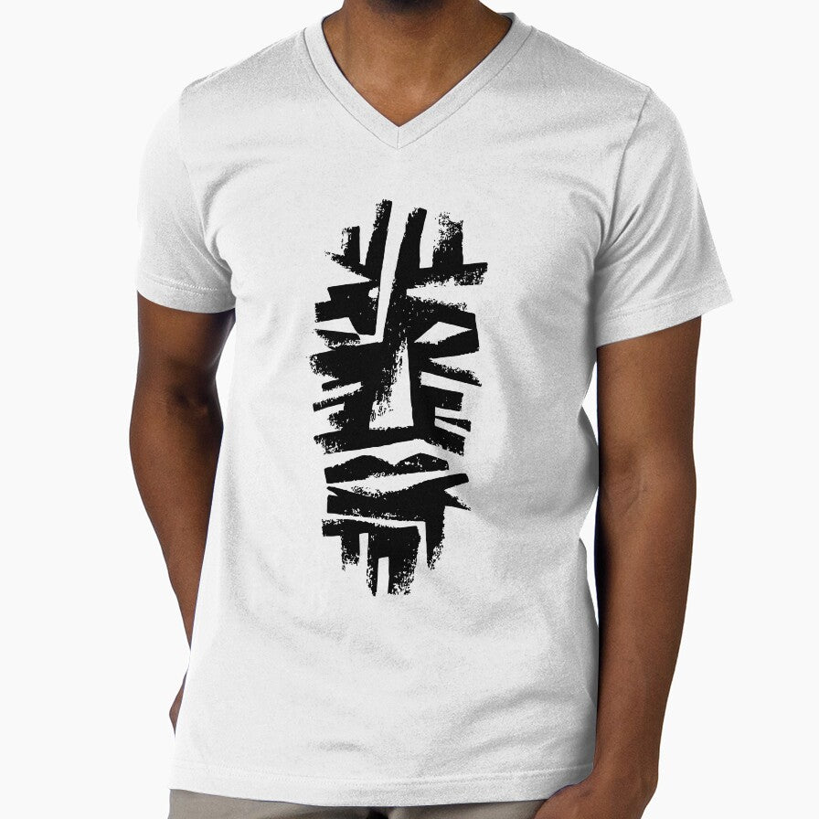 Tribal mask of the ancient echo in linocut by - Adult & Kids T-Shirts, Sweatshirts & Hoodies apparel design preview 1