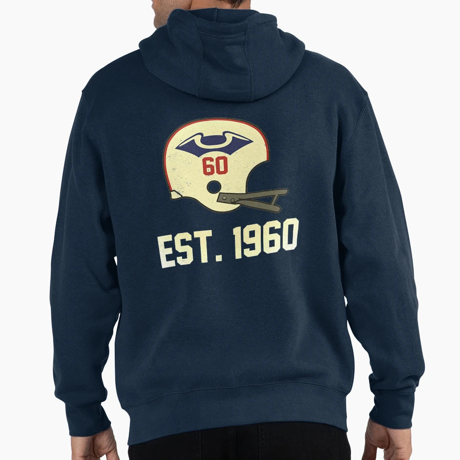 Patriots Est 1960 Distressed Hoodie - Minimalist Print for Adults - T-Shirt, Sweatshirt, Hoodie