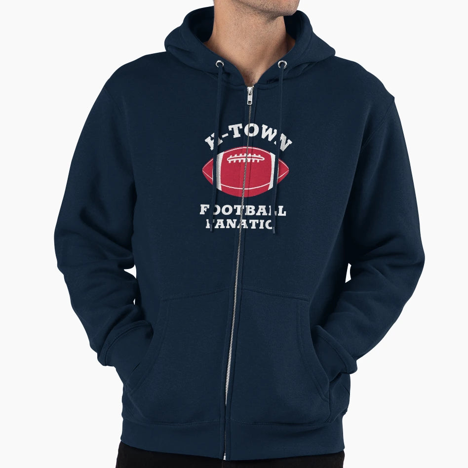 H Town Football Fanatic Houston Hoodie - Custom Art Print Men Women - T-Shirt, Sweatshirt, Hoodie