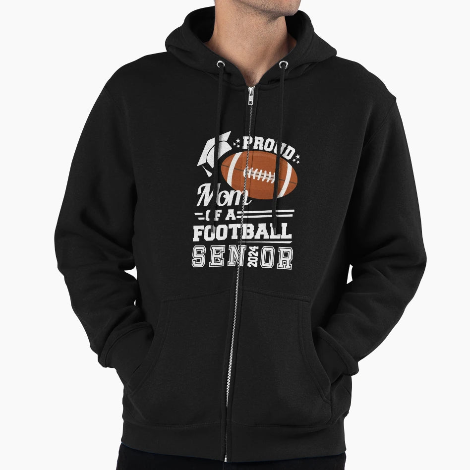 Proud Mom Football Senior 2024 Hoodie - Graphic Print Unisex - T-Shirt, Sweatshirt, Hoodie