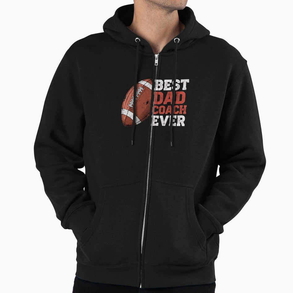 Best Dad Coach Ever Football Hoodie - Custom Art Print Men Women - T-Shirt, Sweatshirt, Hoodie