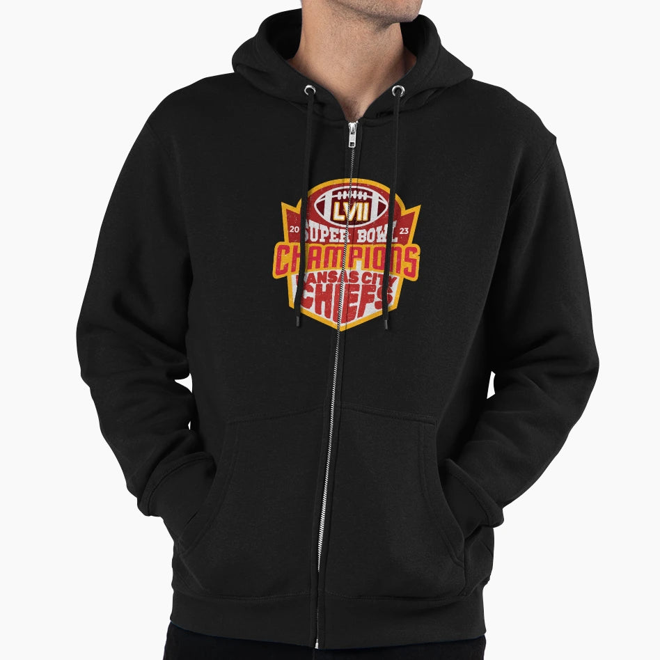 Chiefs Super Bowl Champ 2023 Badge Hoodie - Novelty Apparel for Adults - T-Shirt, Sweatshirt, Hoodie