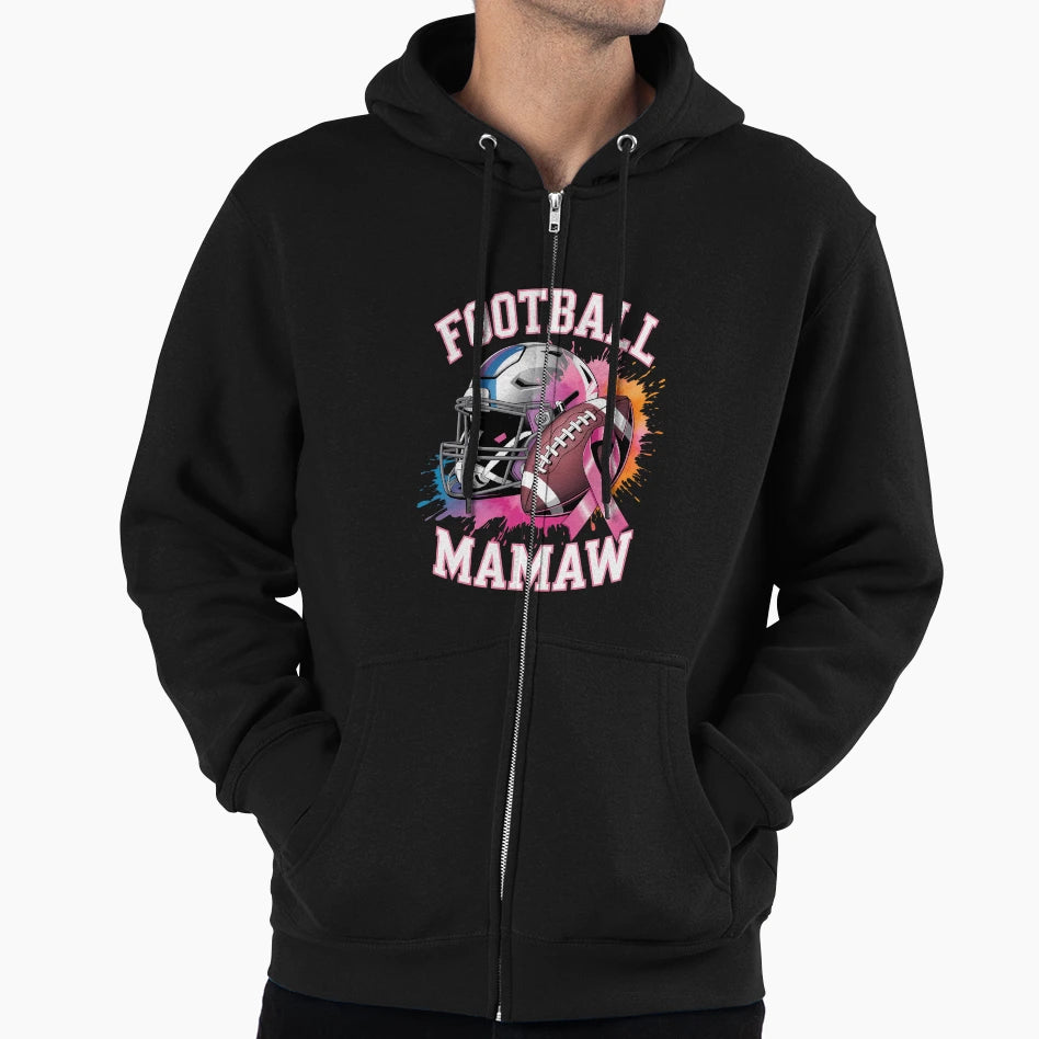 Football Support Breast Cancer Hoodie - Casual Everyday Wear Men Women - T-Shirt, Sweatshirt, Hoodie
