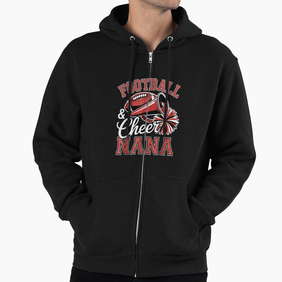Football Cheer Nana Cheerleader Hoodie - Minimalist Print Men Women - T-Shirt, Sweatshirt, Hoodie