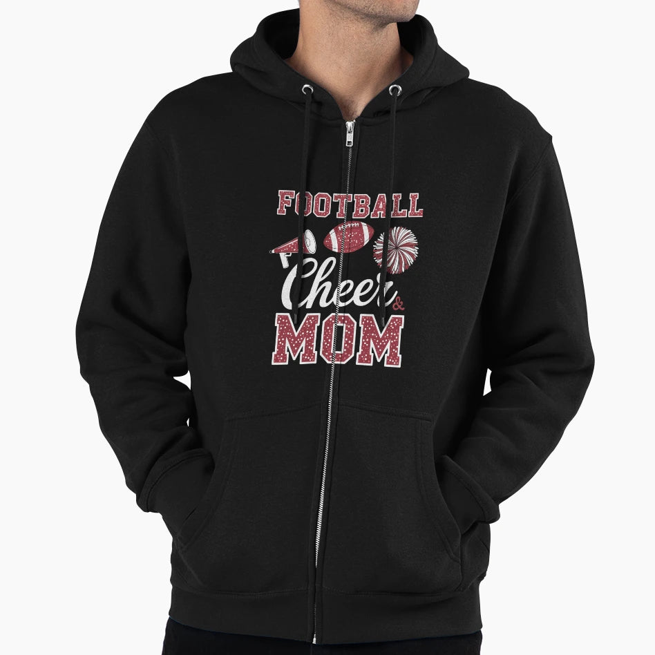 Loud Proud Football And Cheer Mom Hoodie - Minimalist Print for Adults - T-Shirt, Sweatshirt, Hoodie