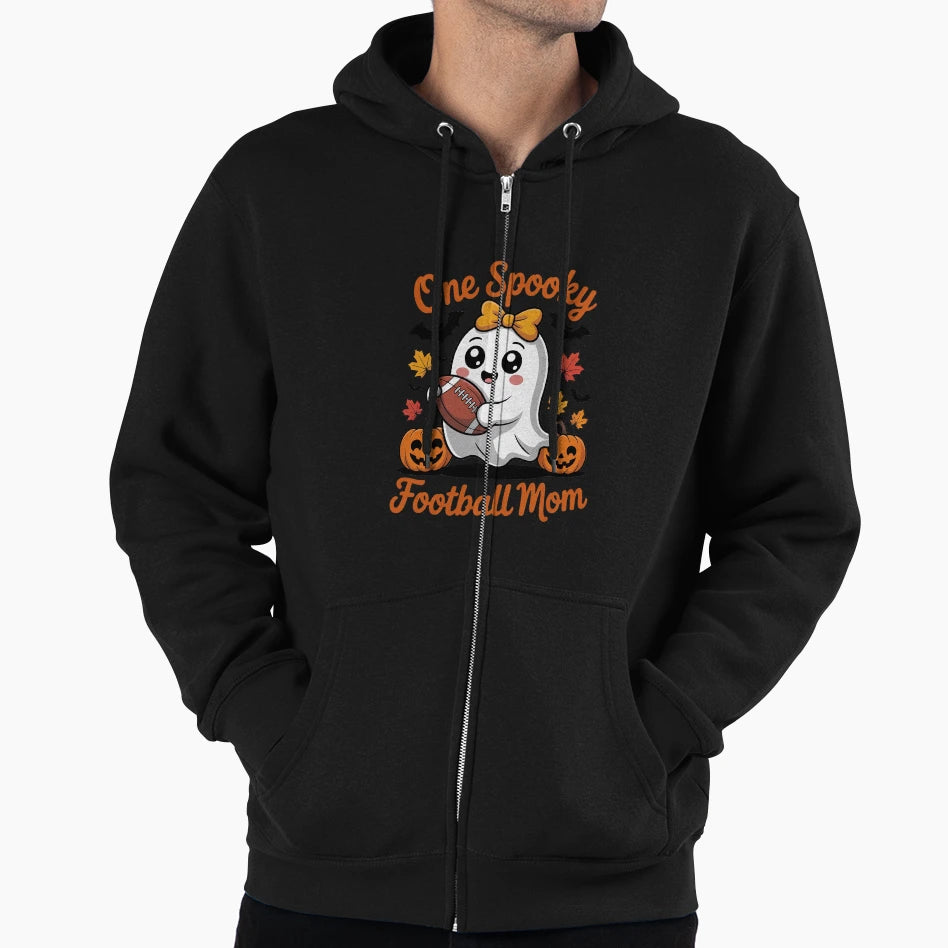 One Spooky Football Mom Halloween Hoodie - Novelty Apparel for Adults - T-Shirt, Sweatshirt, Hoodie
