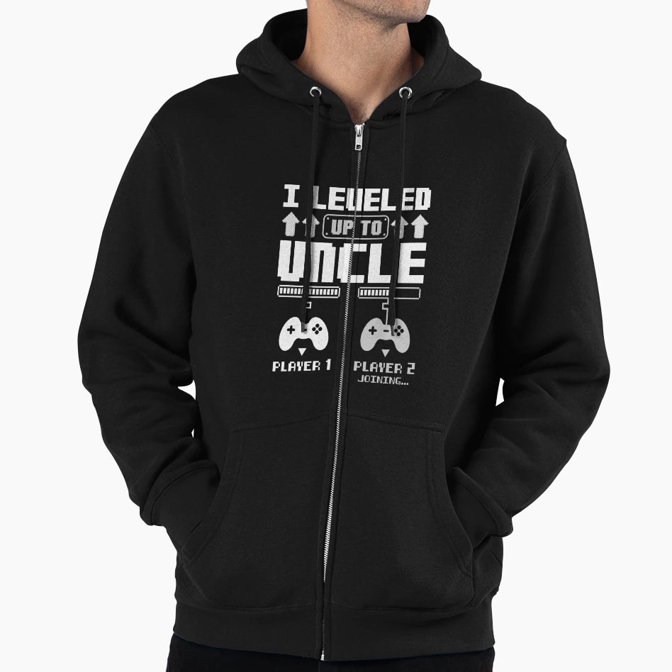 Leveled Up To Uncle Promoted To New Hoodie - Custom Art Print Men Women - T-Shirt, Sweatshirt, Hoodie