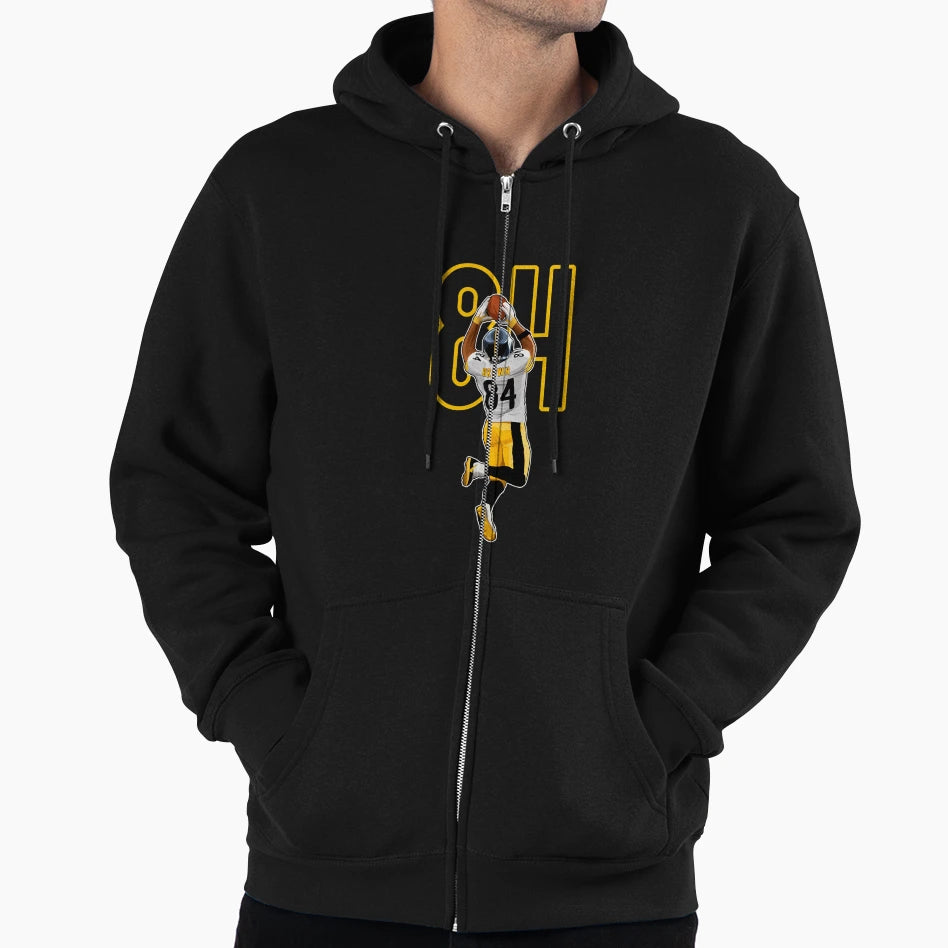 Antonio Brown Pittsburgh 84 Number Hoodie - Casual Everyday Wear for Adults - T-Shirt, Sweatshirt, Hoodie