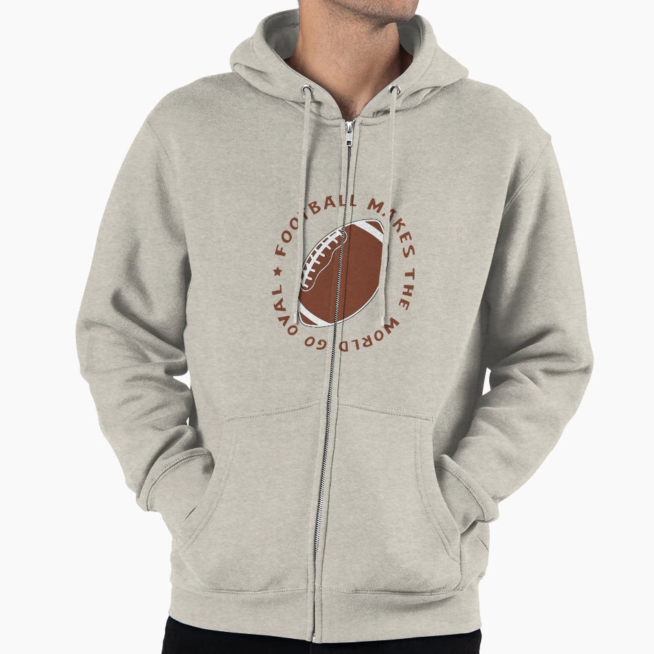 Football Makes World Go Oval T-Shirt - Trendy Graphic for Adults - T-Shirt, Sweatshirt, Hoodie