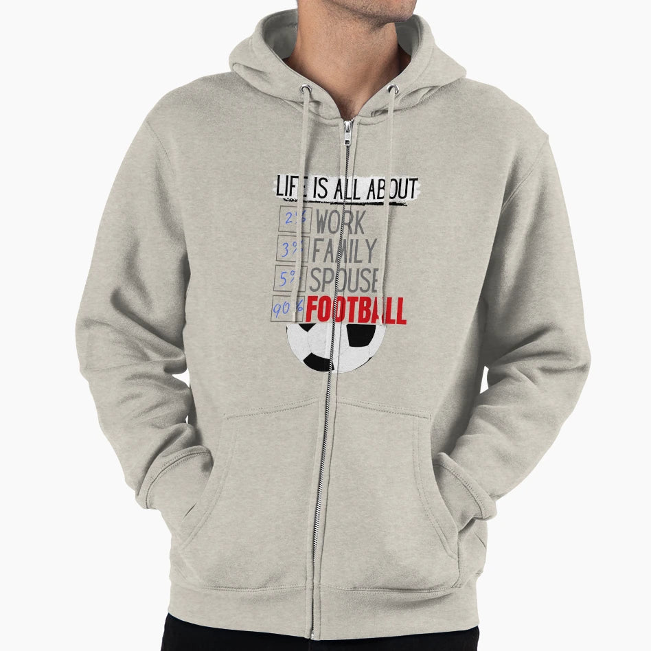 Life Is All About Football Hoodie - Trendy Graphic Unisex - T-Shirt, Sweatshirt, Hoodie