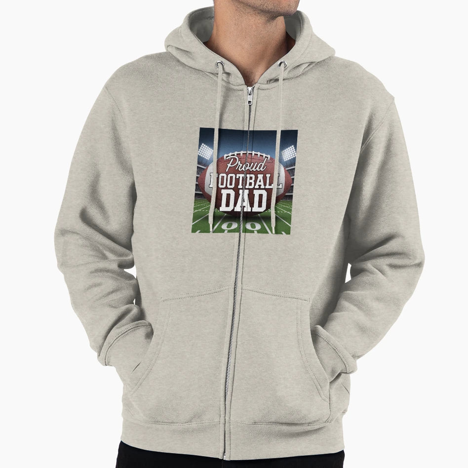 Proud Football Dad Large Football Hoodie - Custom Art Print Men Women - T-Shirt, Sweatshirt, Hoodie