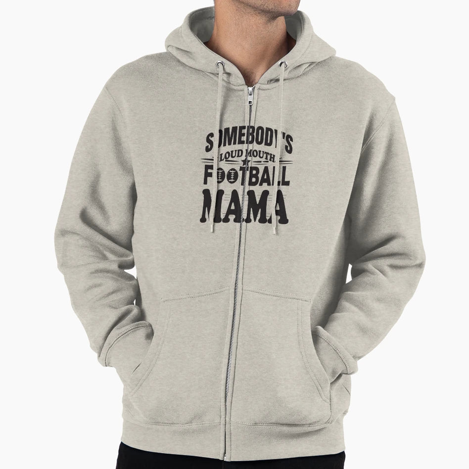 Somebodys Loud Mouth Football Mama Hoodie - Novelty Apparel for Adults - T-Shirt, Sweatshirt, Hoodie