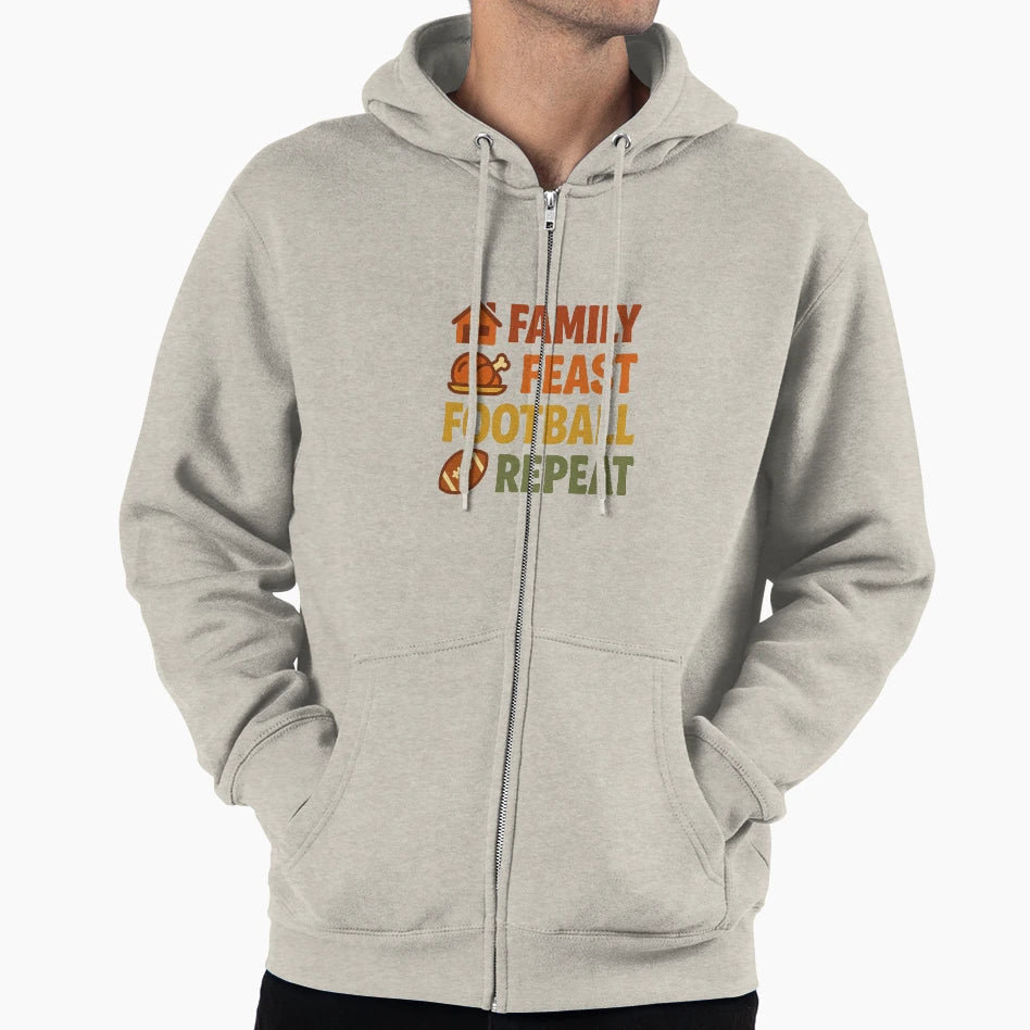 Family Feast Football Repeat T-Shirt - Unique Graphic Men Women - T-Shirt, Sweatshirt, Hoodie