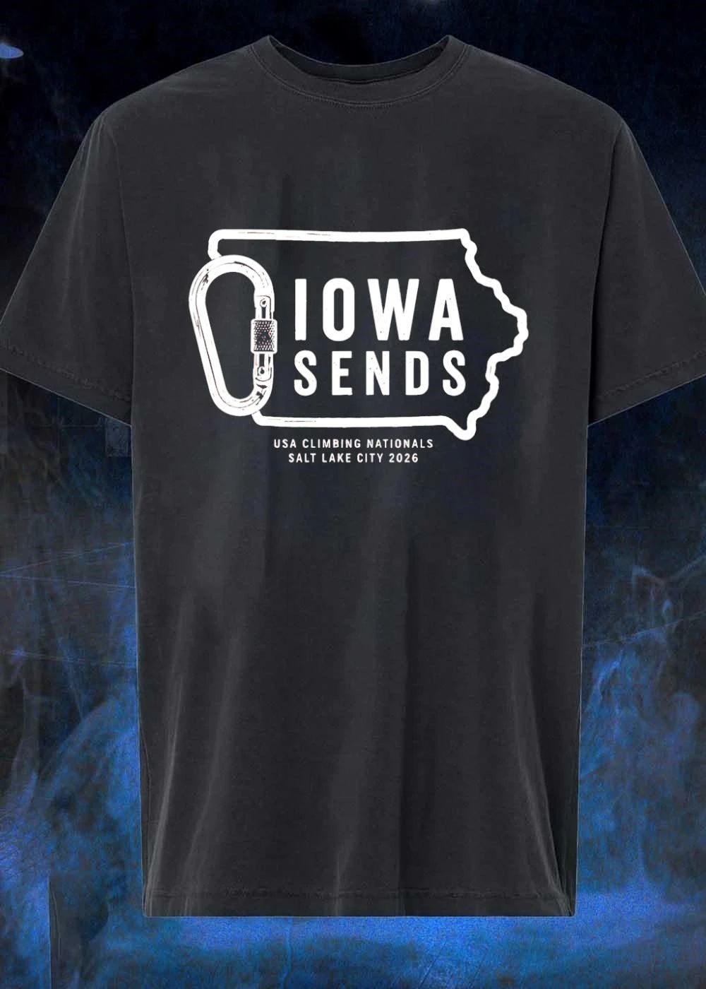 Iowa Sends USA Climbing Nationals 2026 Carabiner - Adult & Kids T-Shirts, Sweatshirts & Hoodies apparel design preview 1