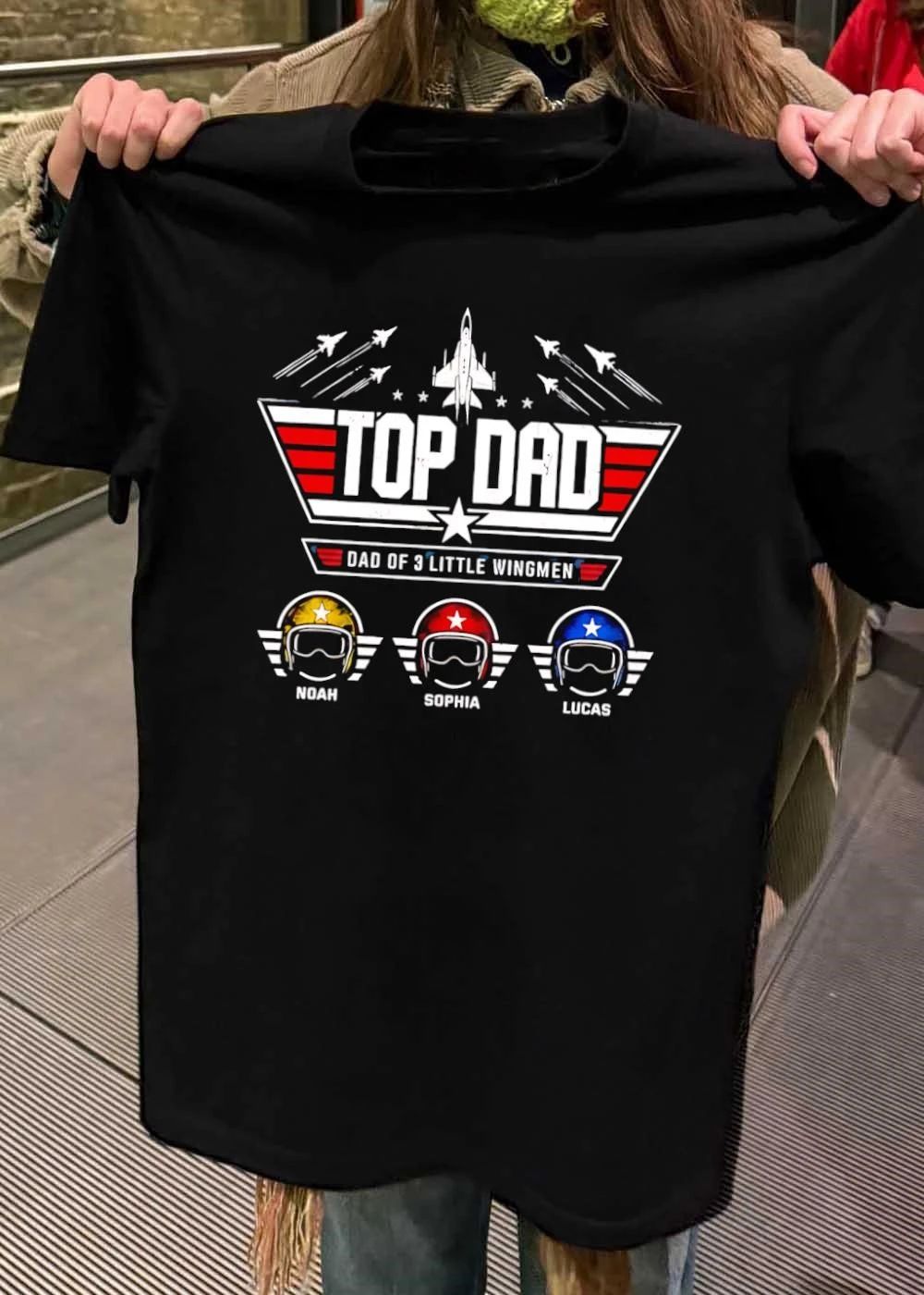 Dad Of 3 Little Wingmen Jet Pilot Helmets Custom - Adult & Kids T-Shirts, Sweatshirts & Hoodies apparel design preview 2