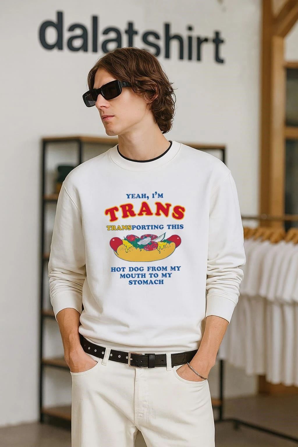 Yeah I'm Trans Transporting This Hot Dog From My - Adult & Kids T-Shirts, Sweatshirts & Hoodies apparel design preview 2