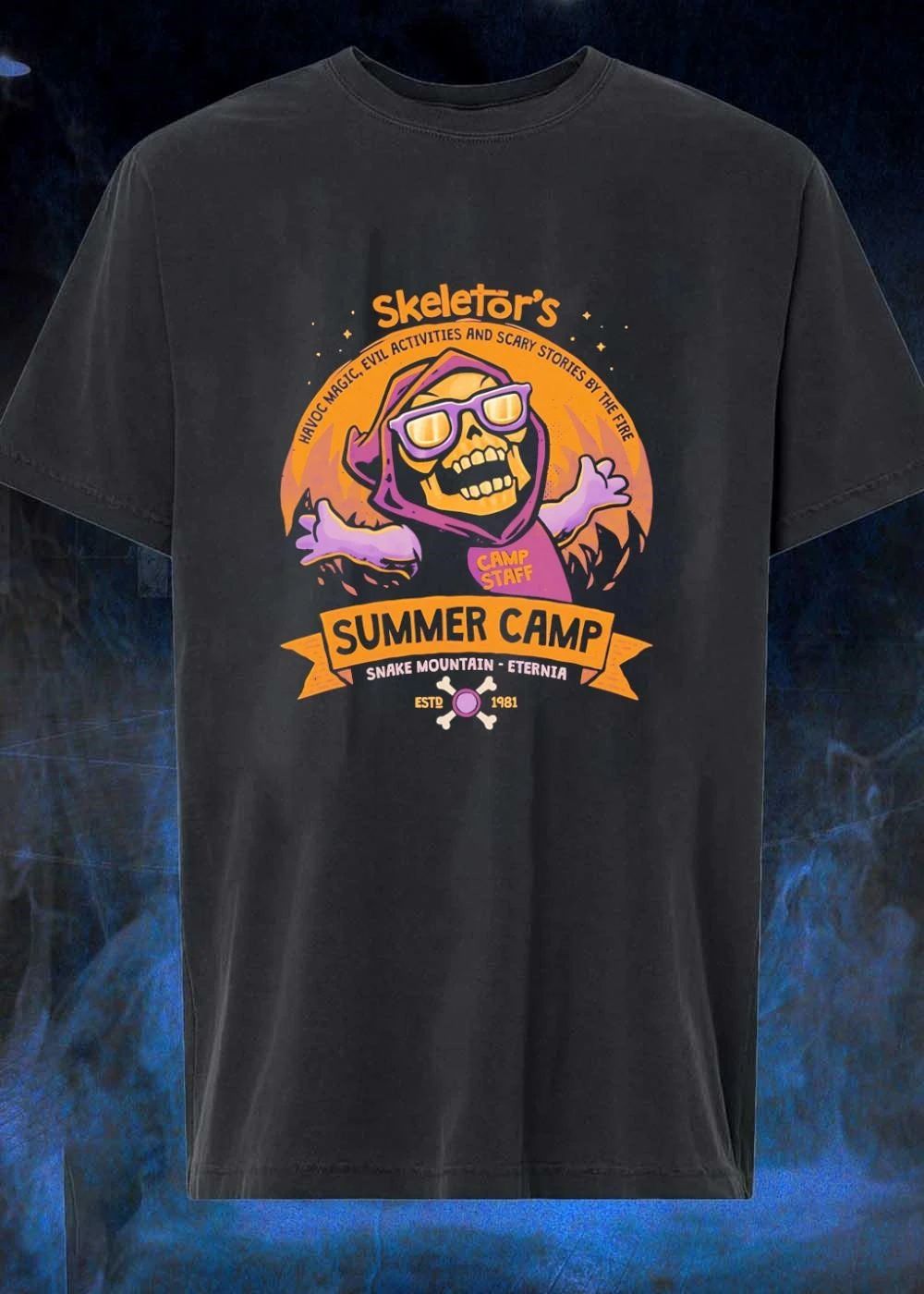 Skeletor's Summer Camp Havoc Magic Evil Activities - Adult & Kids T-Shirts, Sweatshirts & Hoodies apparel design preview 1