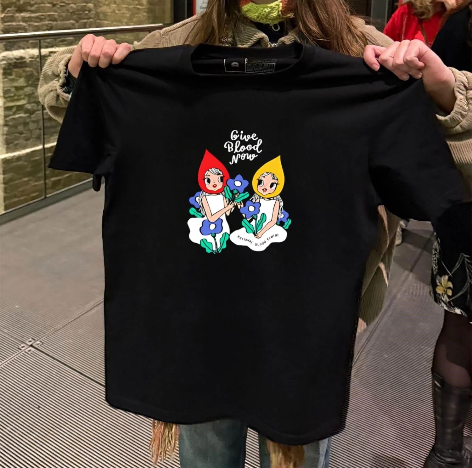Give Blood Now National Centre Cartoon Girls - Adult & Kids T-Shirts, Sweatshirts & Hoodies apparel design preview 2