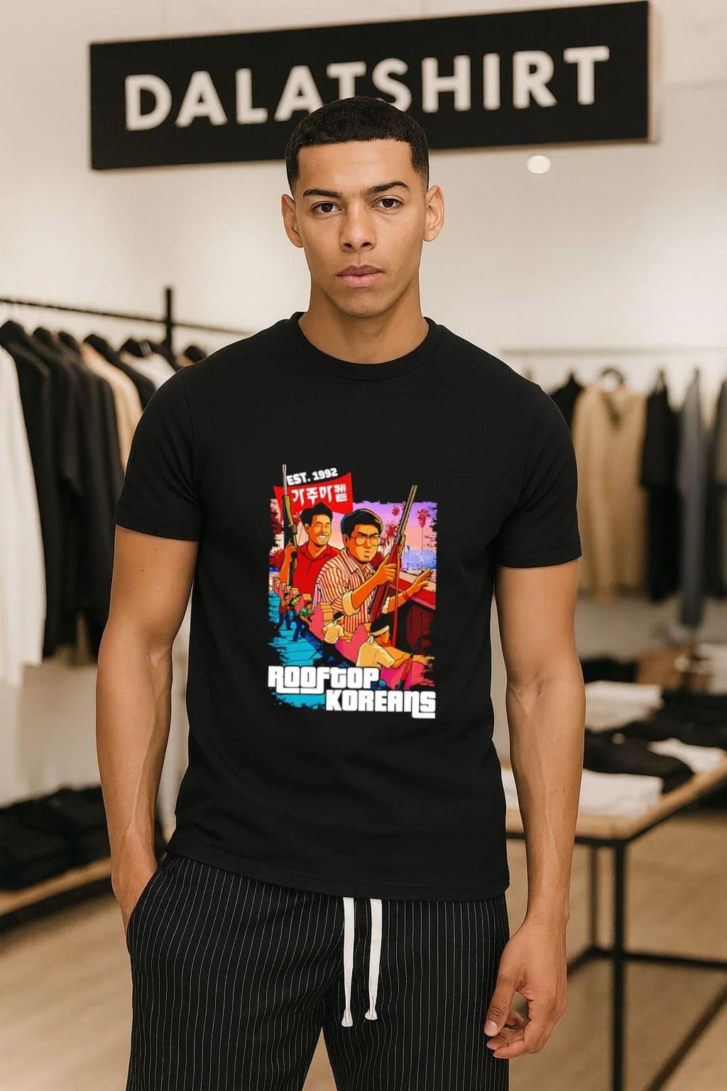 Rooftop Korean GTA Style est 1992 - Adult & Kids T-Shirts, Sweatshirts & Hoodies apparel design preview 1