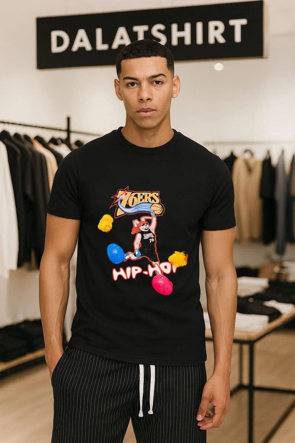 Philadelphia 76ers Hip Hop Easter Bunny Slam Dunk - Adult & Kids T-Shirts, Sweatshirts & Hoodies apparel design preview 1