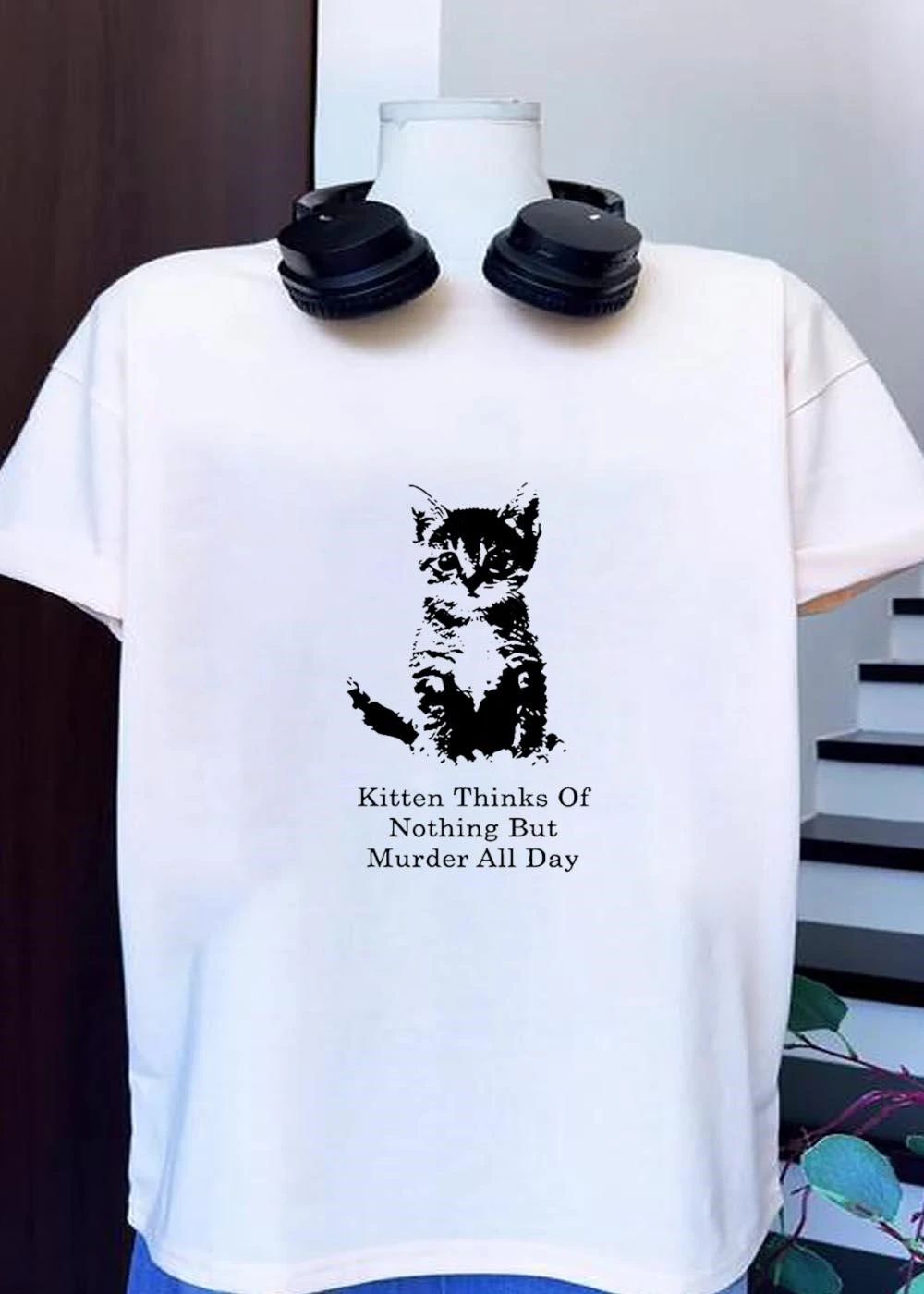 Kitten thinks of nothing but murder all day - Adult & Kids T-Shirts, Sweatshirts & Hoodies apparel design preview 1