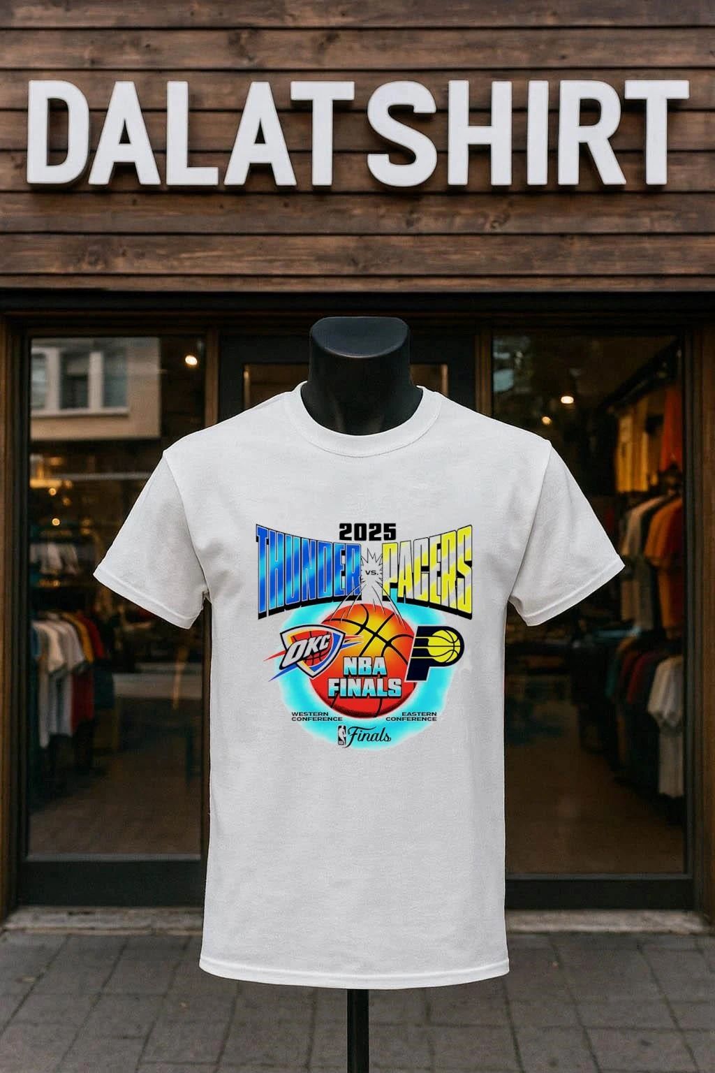 Okc Thunder Vs Indiana Pacers 2025 Nba Finals Vintage - Adult & Kids T-Shirts, Sweatshirts & Hoodies apparel design preview 1