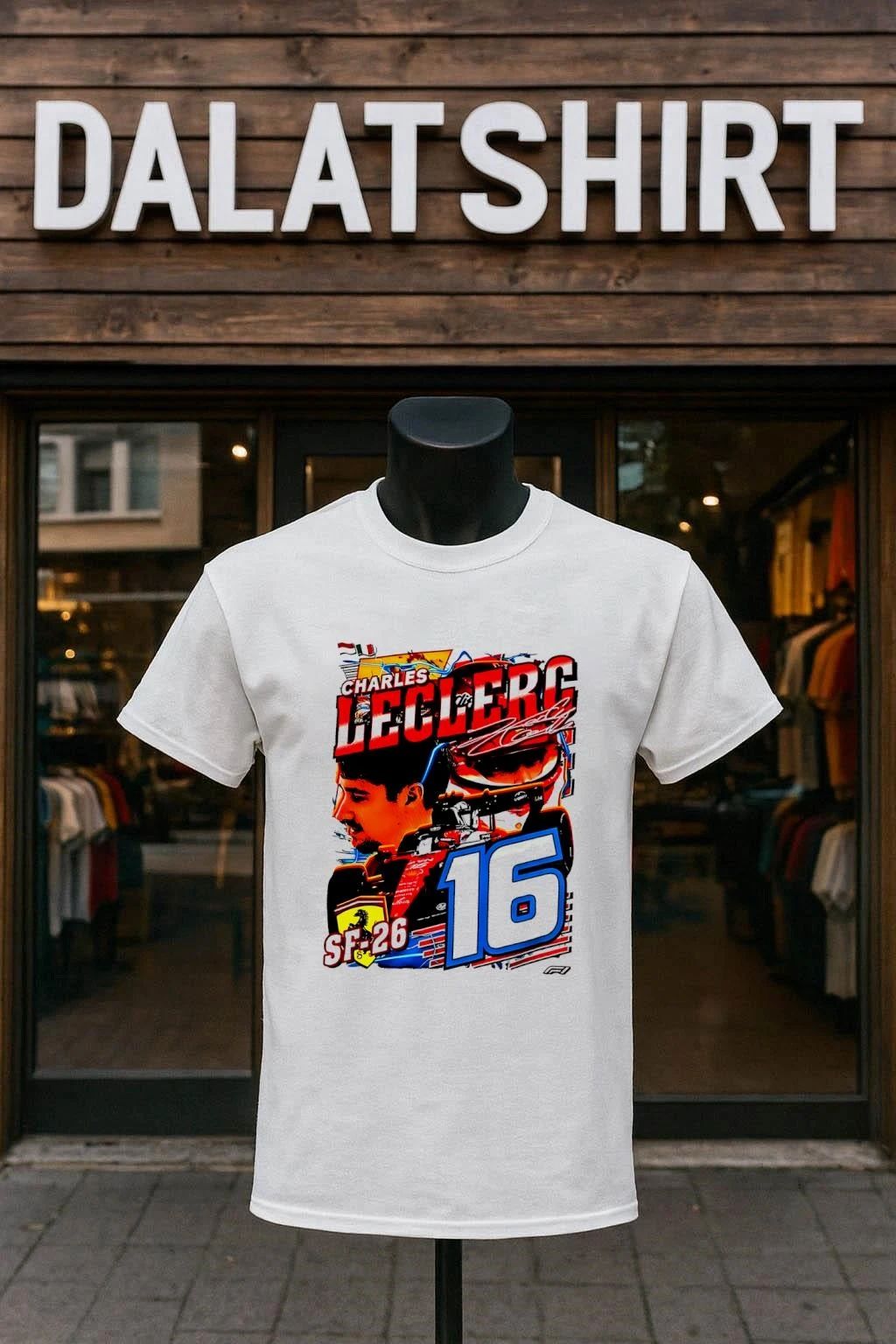 Formula 1 Charles Leclerc for Scuderia Ferrari Car 16 - Adult & Kids T-Shirts, Sweatshirts & Hoodies apparel design preview 1