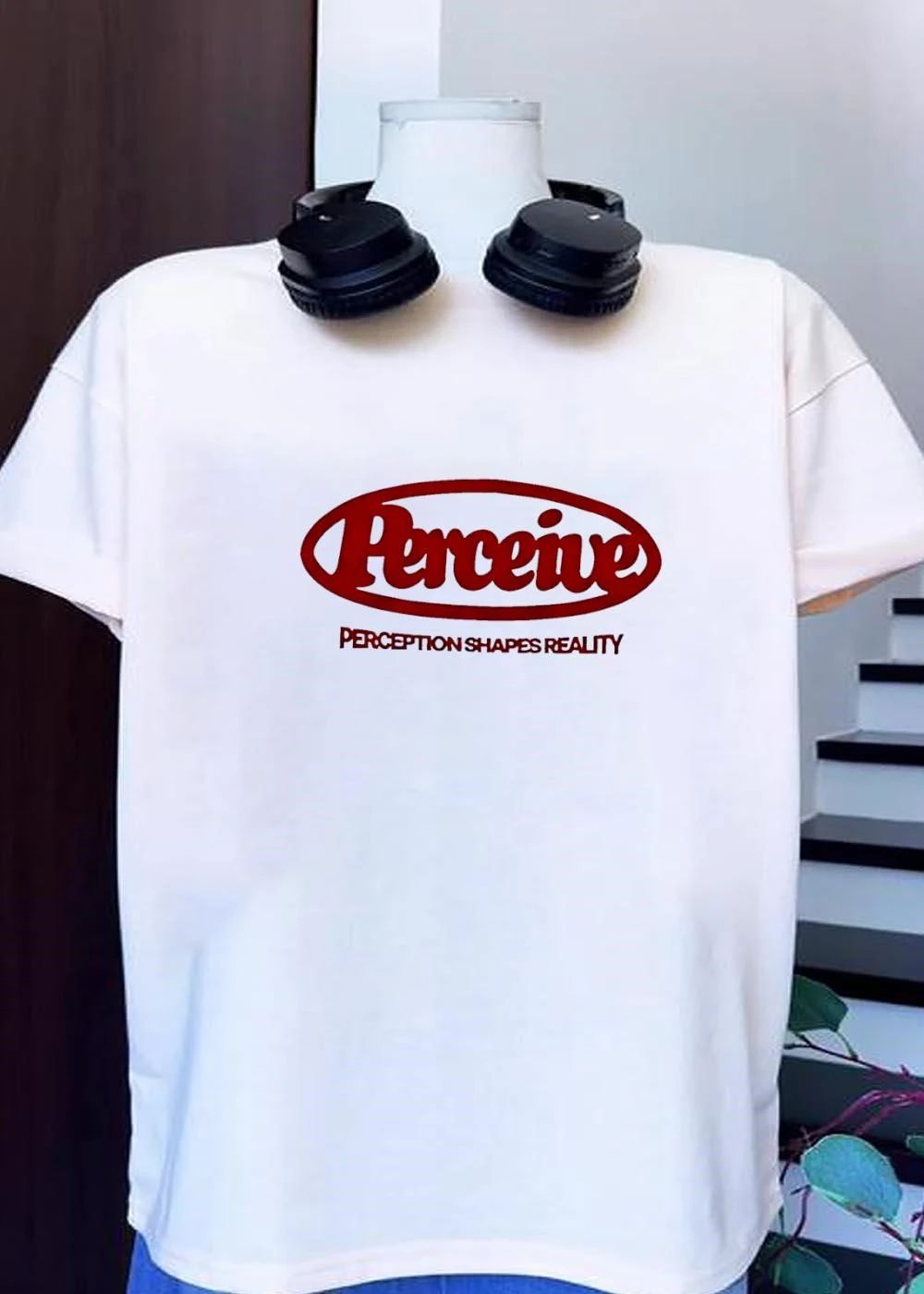 Perceive Red Oval Logo Perception Shapes Reality - Adult & Kids T-Shirts, Sweatshirts & Hoodies apparel design preview 1
