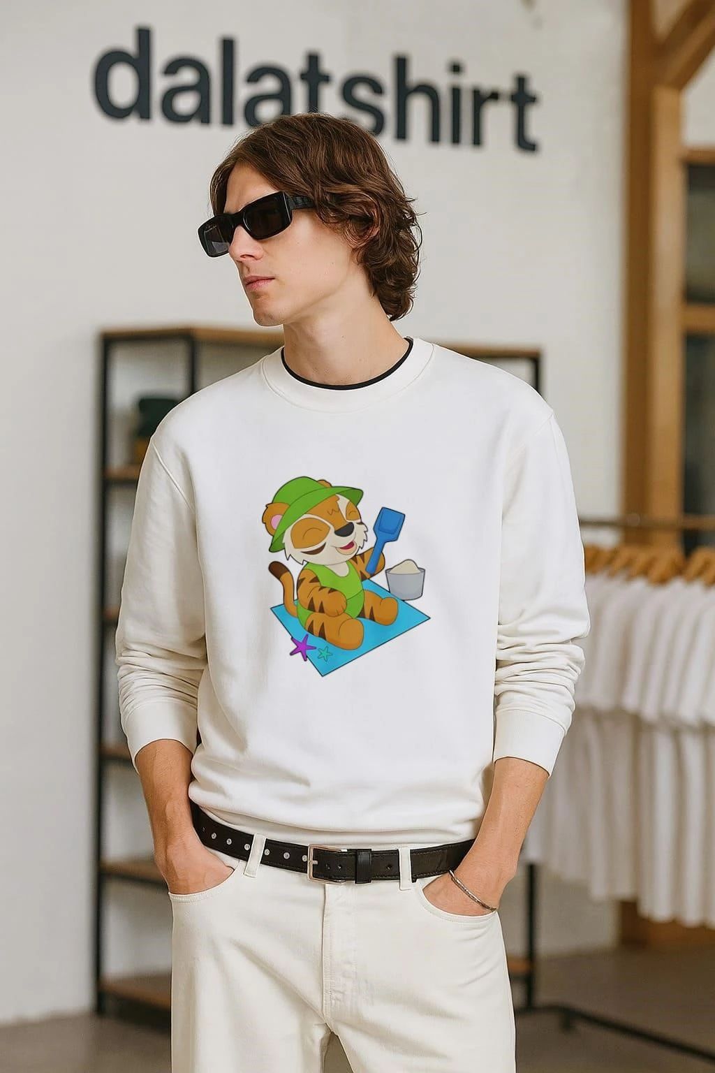 Tiger Beach Sand Summer cute - Adult & Kids T-Shirts, Sweatshirts & Hoodies apparel design preview 2