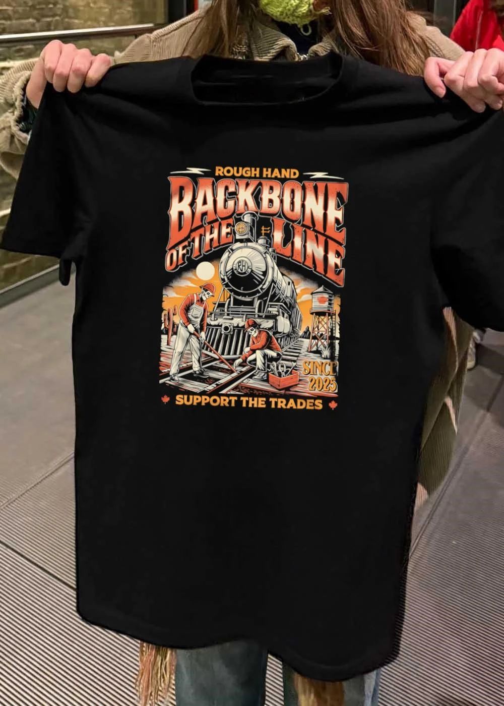 Rough Hand Backbone Of The Line Skeleton Railway - Adult & Kids T-Shirts, Sweatshirts & Hoodies apparel design preview 2