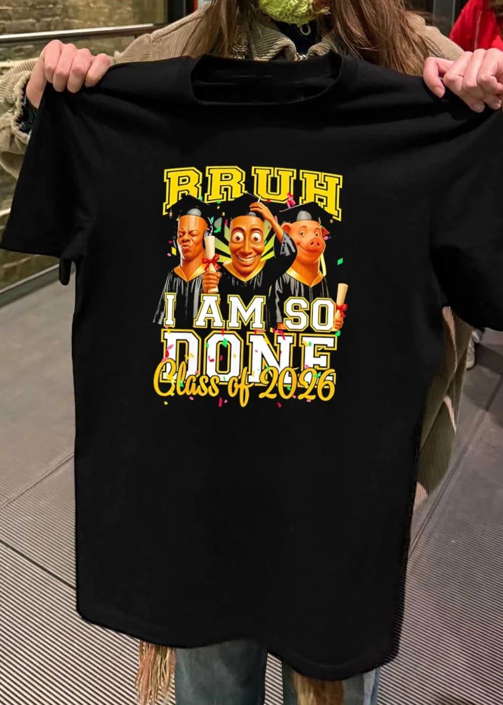 Bruh I Am So Done Class of 2026 Funny Cartoon - Adult & Kids T-Shirts, Sweatshirts & Hoodies apparel design preview 2