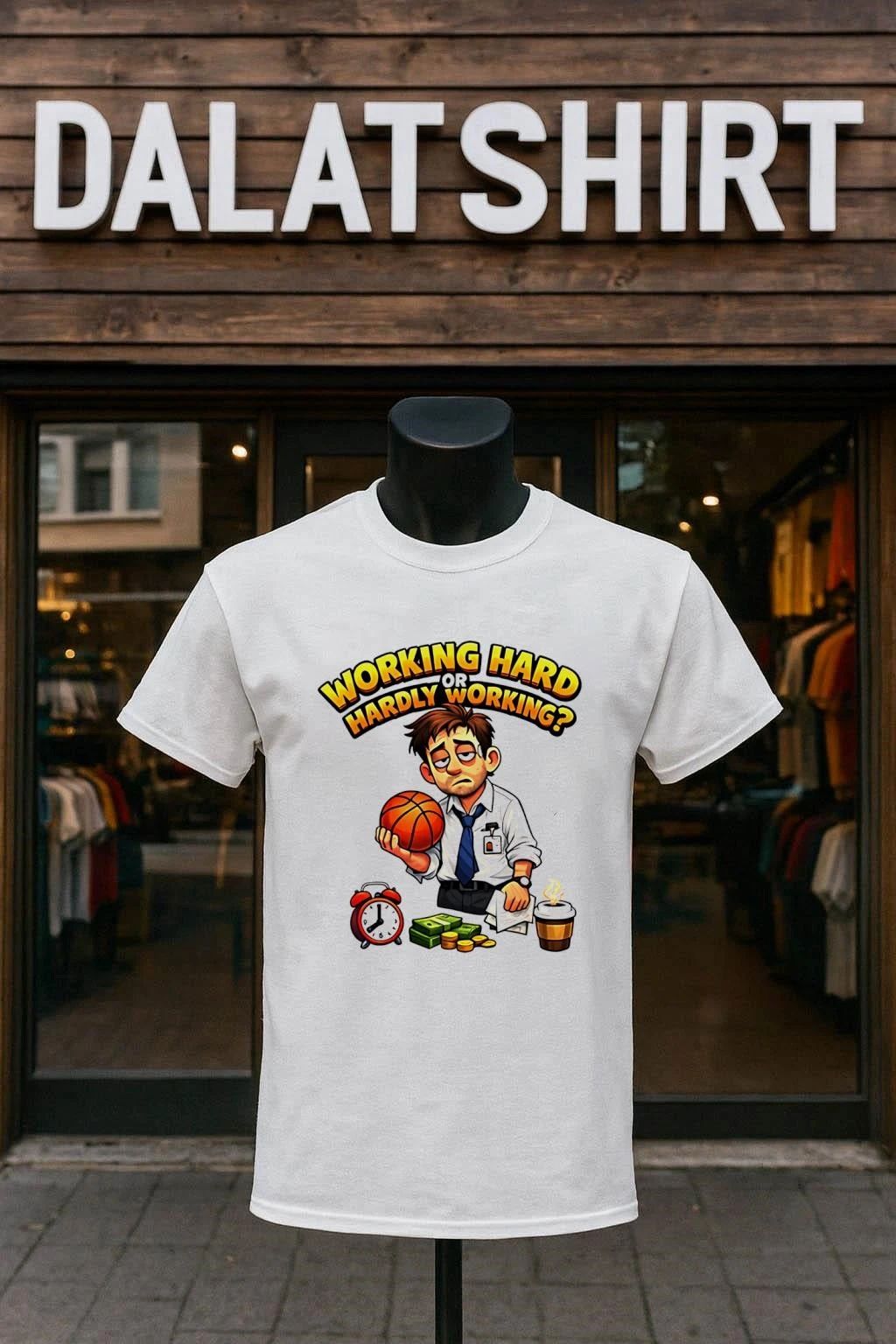 Working Hard Or Hardly Tired Office Man Basketball - Adult & Kids T-Shirts, Sweatshirts & Hoodies apparel design preview 1