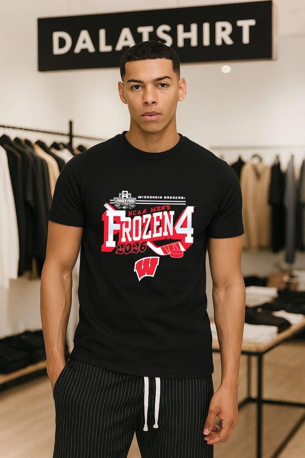 Wisconsin badgers 2026 men's ice hockey frozen four - Adult & Kids T-Shirts, Sweatshirts & Hoodies apparel design preview 1