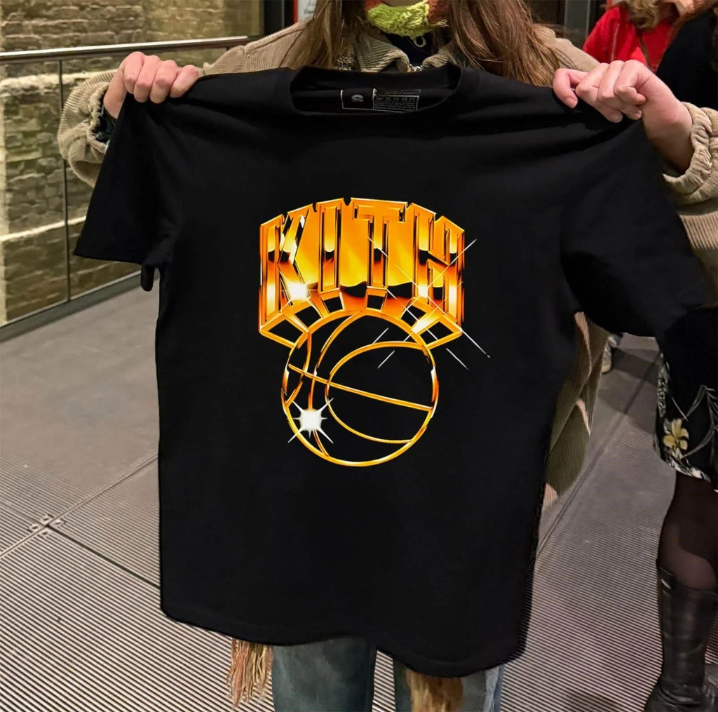 Kith Gold 3D Chrome Text Basketball Graphic - Adult & Kids T-Shirts, Sweatshirts & Hoodies apparel design preview 2